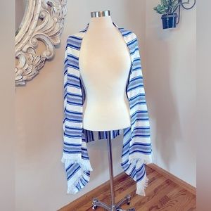 J. Crew NWT Blue and White Summer Weight Cape Scarf